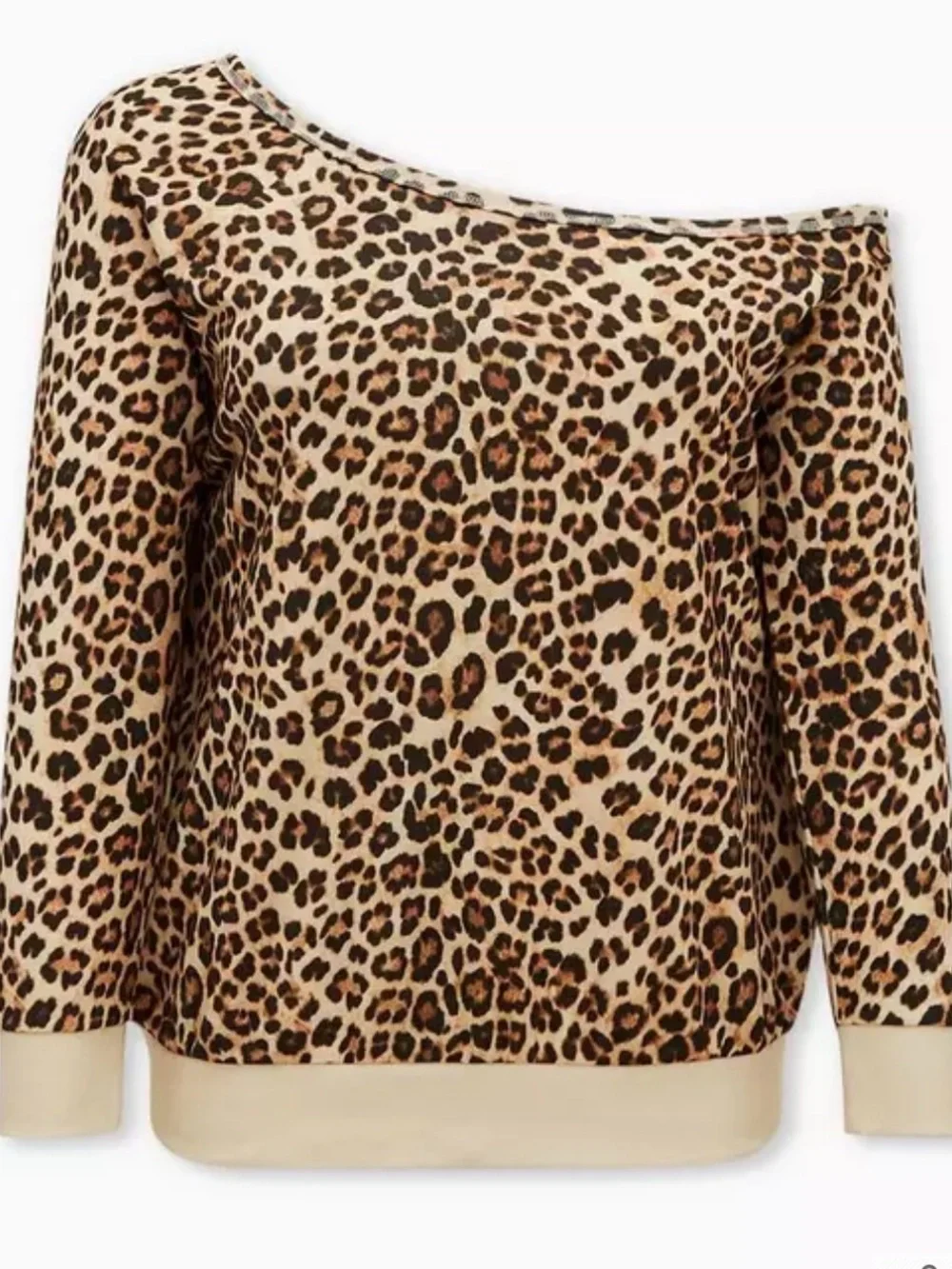 Torrid Off-Shoulder Light Weight French Terry Sweatshirt, leopard print sz 2 2X - Picture 2 of 12